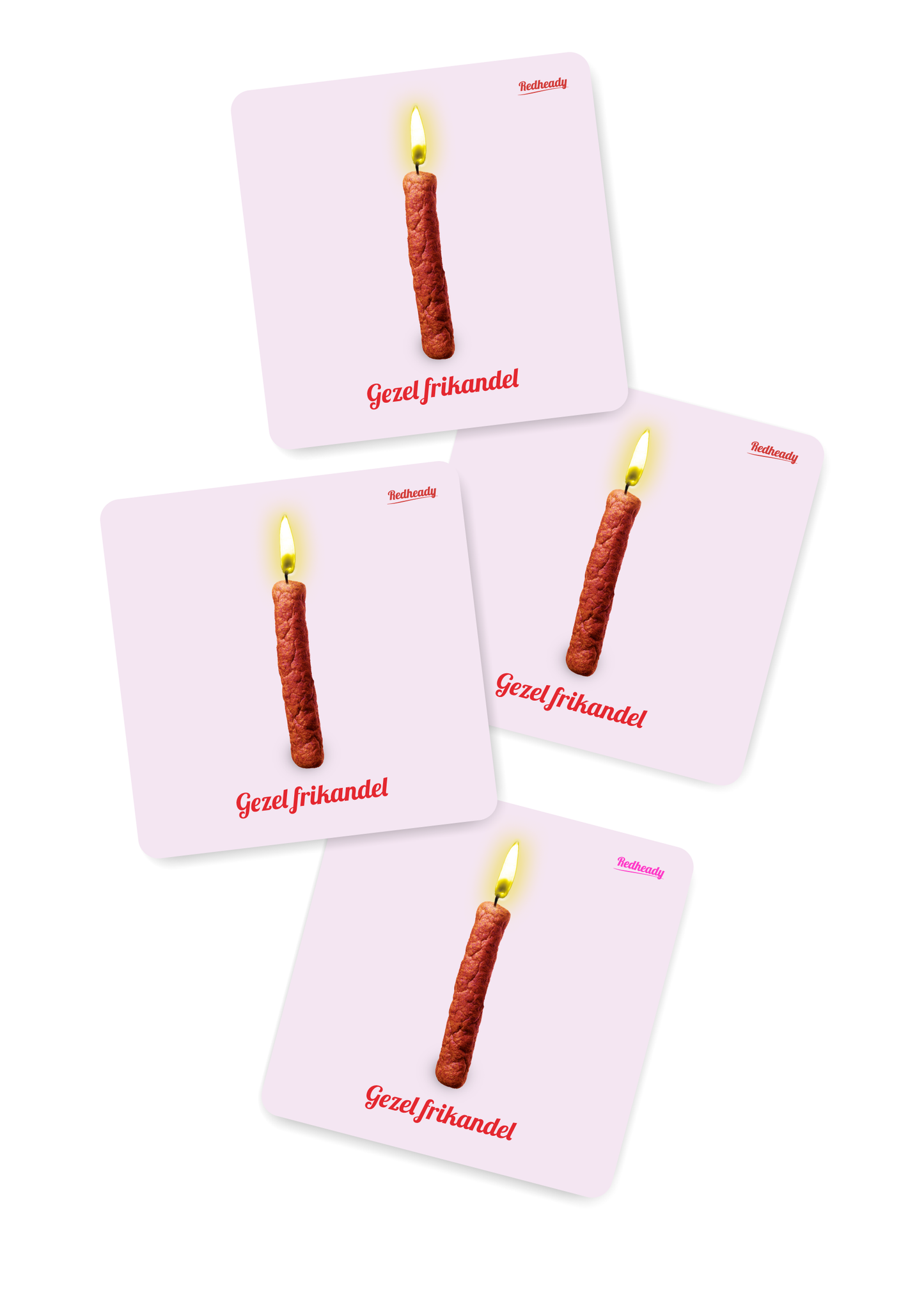Kleurrijke onderzetters cadeau Frikandel