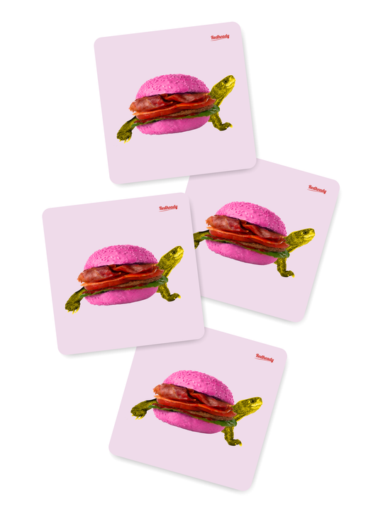 Kleurrijke onderzetters cadeau hamburger schildpad onderzetters