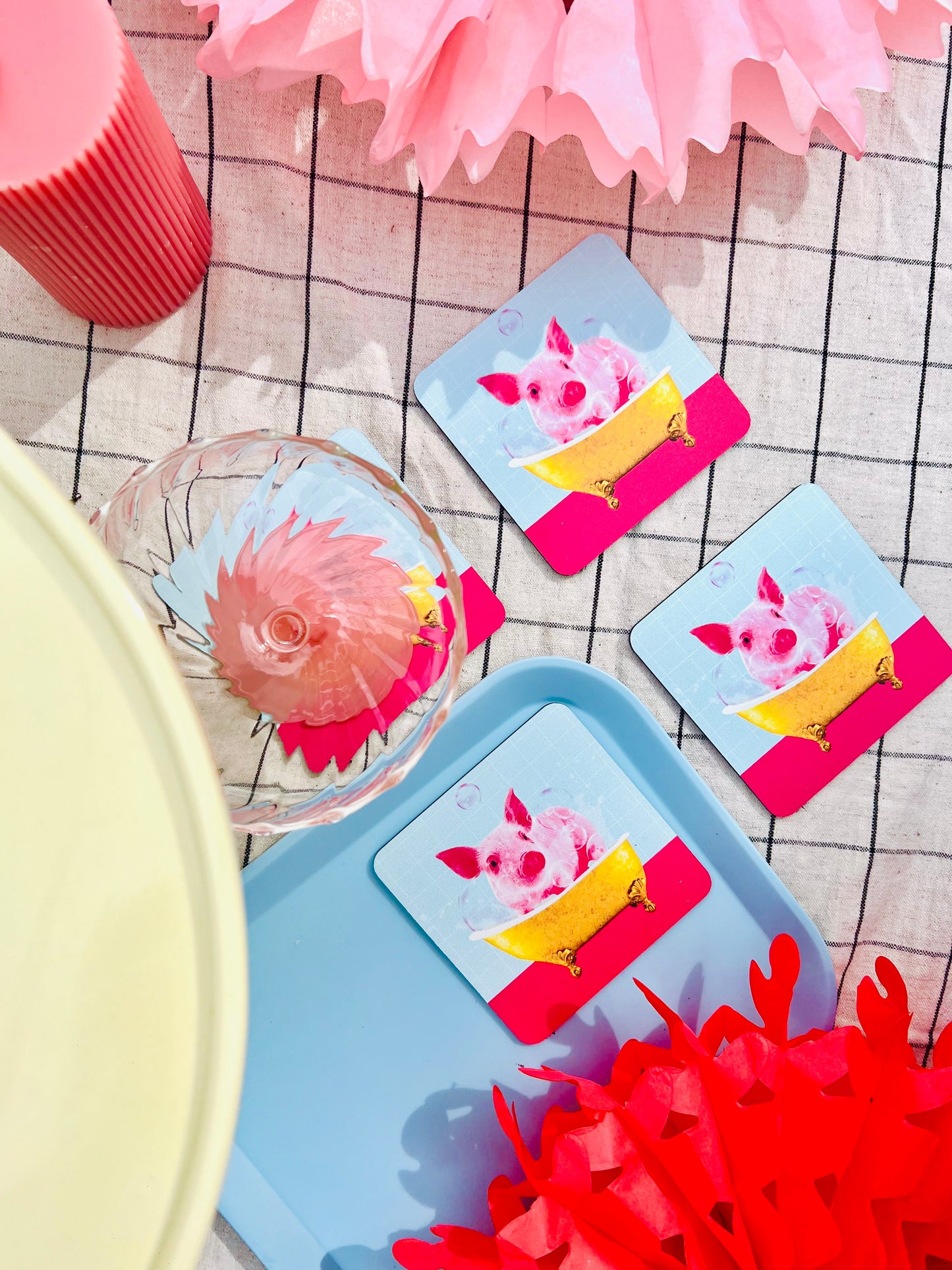 Coasters Washing a pig